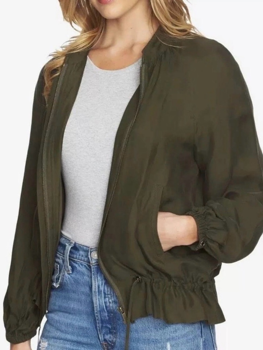 Zara Khaki Women's Bomber Jacket - Picture 6 of 6